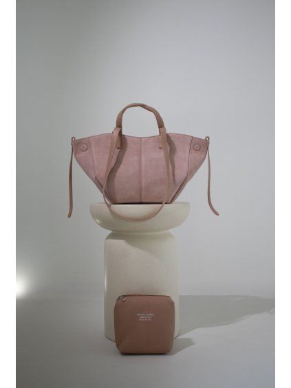 KOŽENÁ SEMIŠOVÁ SHOPPER BAG SMALL old pink