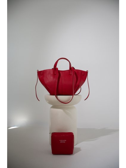 KOŽENÁ SHOPPER BAG SMALL red