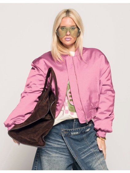 SATÉNOVÝ BOMBER pink