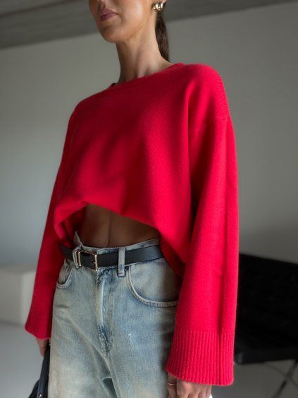OVERSIZED SVETR red