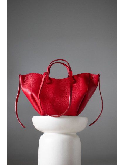 KOŽENÁ SHOPPER BAG MEDIUM red