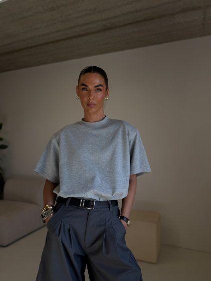 HEAVY COTTON TRIKO S VYCPÁVKAMI grey