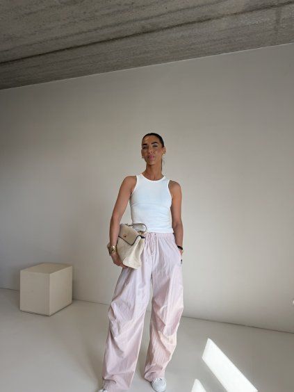ŠUSŤÁKOVÉ CARGO KALHOTY soft pink
