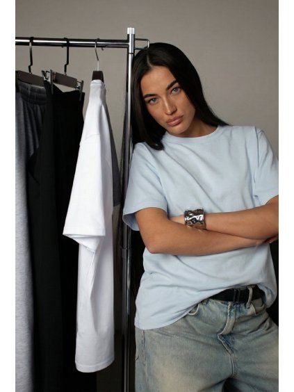 TRIČKO S ELASTANEM heavy cotton - oversized pastel blue
