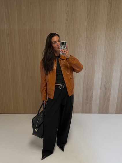 KOŽENKOVÝ BOMBER camel