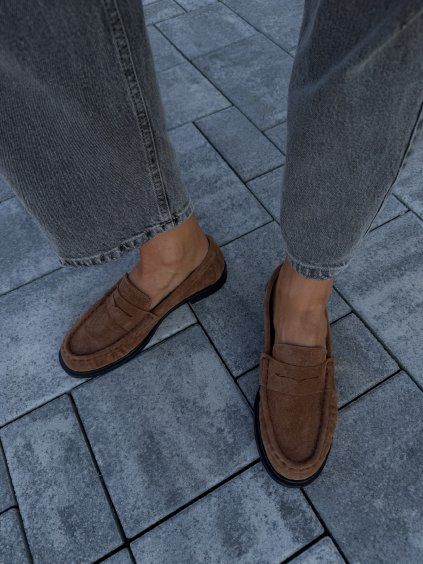 KOŽENÉ SEMIŠOVÉ MOKASÍNY camel