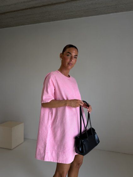 DENIM OVERSIZED ŠATY pink