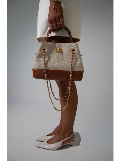 PROŠÍVANÁ TAŠKA MINI cream/camel
