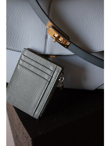 KOŽENÁ PENĚŽENKA/CARD HOLDER grey-blue