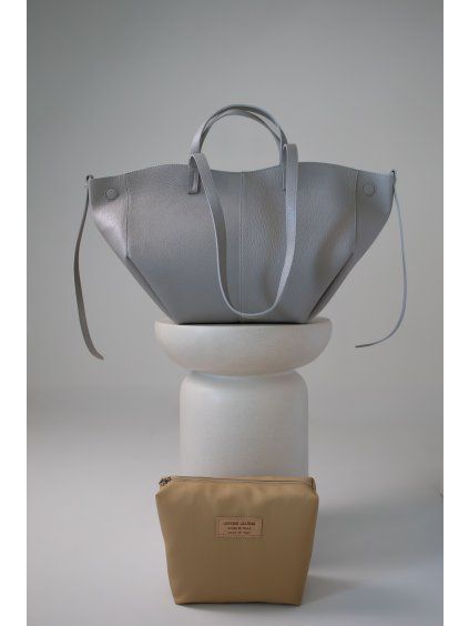 KOŽENÁ SHOPPER BAG LARGE light grey