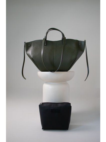 KOŽENÁ SHOPPER BAG LARGE khaki