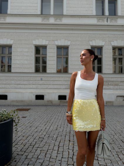LETNÍ SUKNĚ S FLITRY yellow