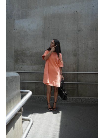 DENIM OVERSIZED ŠATY orange