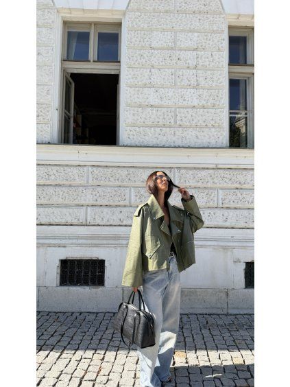 OVERSIZED KOŽENKOVÝ KŘIVÁK light khaki