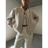 VZOROVANÝ OVERSIZED BOMBER NA ZIP cream