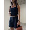 STRETCH CROP TOP S VYCPÁVKAMI black