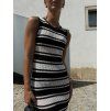 PRUHOVANÉ MAXI ŠATY black/white