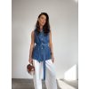 PRODLOUŽENÁ DENIM VESTA S PÁSKEM