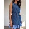 PRODLOUŽENÁ DENIM VESTA S PÁSKEM