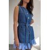 PRODLOUŽENÁ DENIM VESTA S PÁSKEM