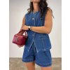 DENIM SET - VYPASOVANÁ VESTA + ŠORTKY
