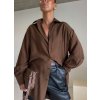 OVERSIZED KOŠILE Z VISKOZY brown