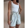 DENIM PRUHOVANÉ ŠORTKY PAPER BAG blue/cream