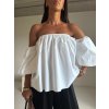 BARDOT TOP S BALONOVÝMI RUKÁVY white
