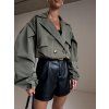 KRÁTKÝ NABÍRANÝ TRENCH COAT - khaki