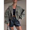 KRÁTKÝ NABÍRANÝ TRENCH COAT - khaki