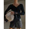 CARDIGAN S KRAJKOU NA RUKÁVECH black