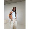 WIDE LEG DŽÍNY beige