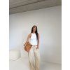 WIDE LEG DŽÍNY beige