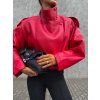 KOŽENKOVÝ BOMBER SE STOJÁČKEM NA KNOFLÍKY red