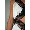 SATÉNOVÉ MAXI ŠATY S KRAJKOU cream/black