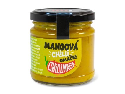 CHILLIMAGA mangová chilli omáčka s čerstvým mangem, chilli papričkami a kořením.