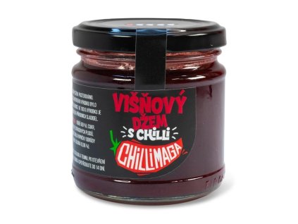 CHILLIMAGA višňový džem s chilli ve skle – sladko-kyselá delikatesa s jemnou pálivostí.