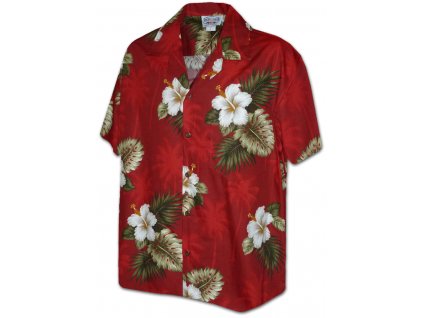 Červená havajská košile s motivem ibišku