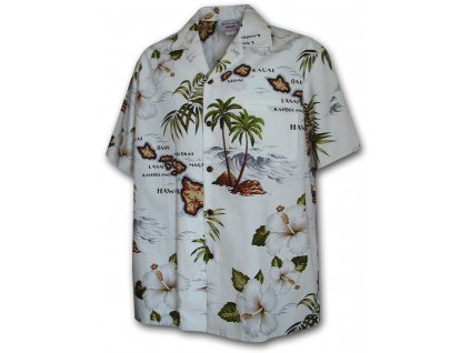 Havajská košile s motivem ostrovu a ibišku