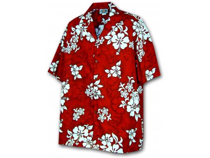 Červená havajská košile s motivem květů