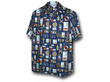 Modrá havajská košile s námořním motivem