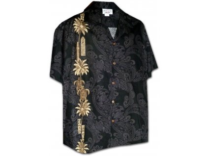 Černá havajská košile s ostrovním motivem