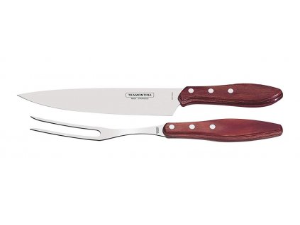 Steakový porcovací příbor Tramontina červené dřevo, krájecí nůž + vidlička