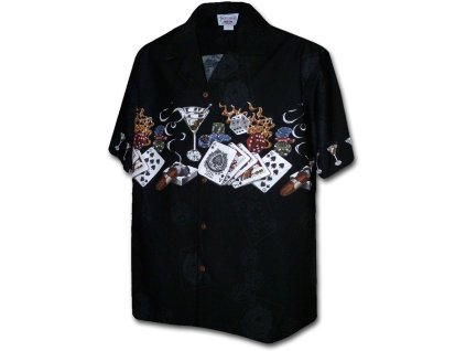 Černá havajská košile s motivem hazardních her