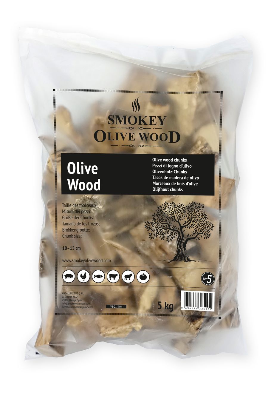Smokey Olive Wood Špalíky k zauzování ze dřeva olivovníku Hmotnost: 5 kg