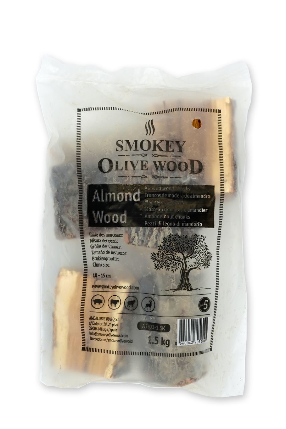 Smokey Olive Wood Špalíky k zauzování ze dřeva mandlovníku Hmotnost: 1,5 kg