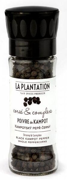 La Plantation Kampotský pepř černý celý 60 g mlýnek