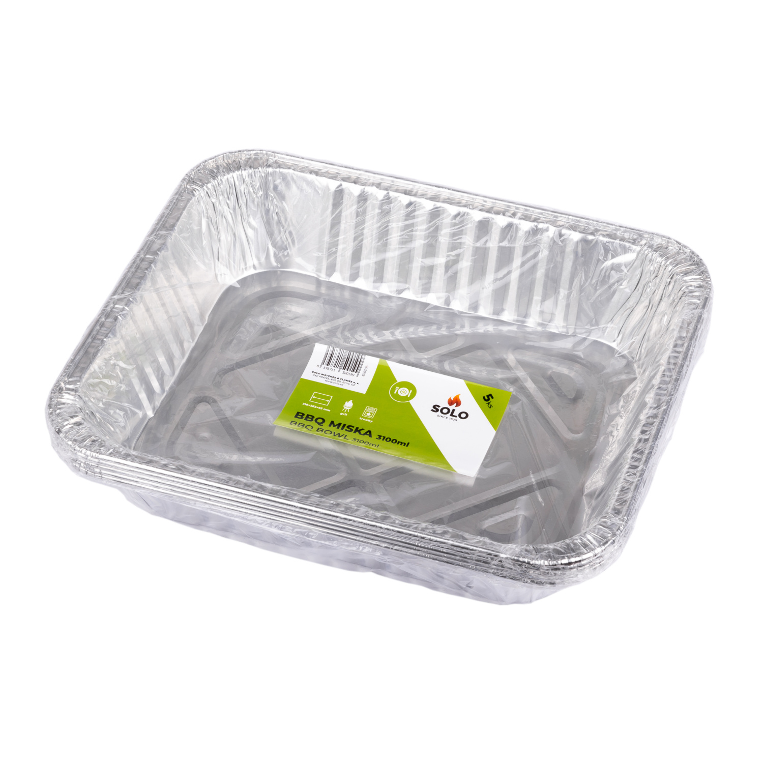 SOLO Obdélníková BBQ miska 3100 ml / 5 ks