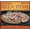 Kruhový keramický pizza kámen 38cm s nerezovým talířem s madly