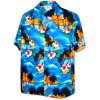 Modrá havajská košile s motivem ibišku a palem